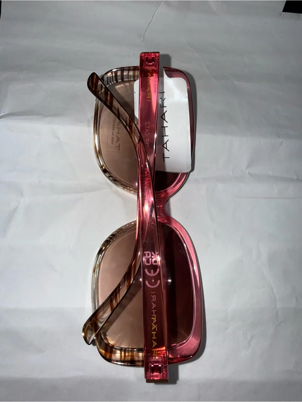 NWT Tahari TH124 PKF Women's Oversized Rectangular Sunglasses Pink Fade